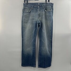 7 For all Mankind Bootcut Jeans Mens 32 x 28 Light Wash Made in USA Relaxed Fit